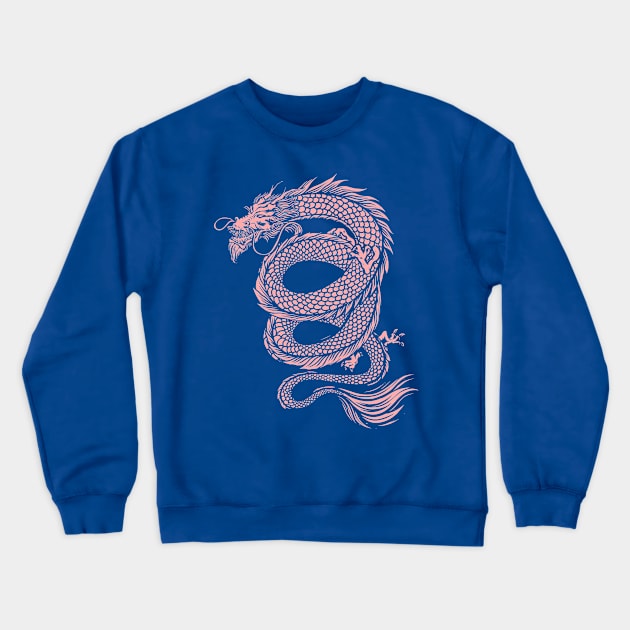 Pink Chinese Dragon Asian Tradition Tattoo Style Crewneck Sweatshirt by NINE69